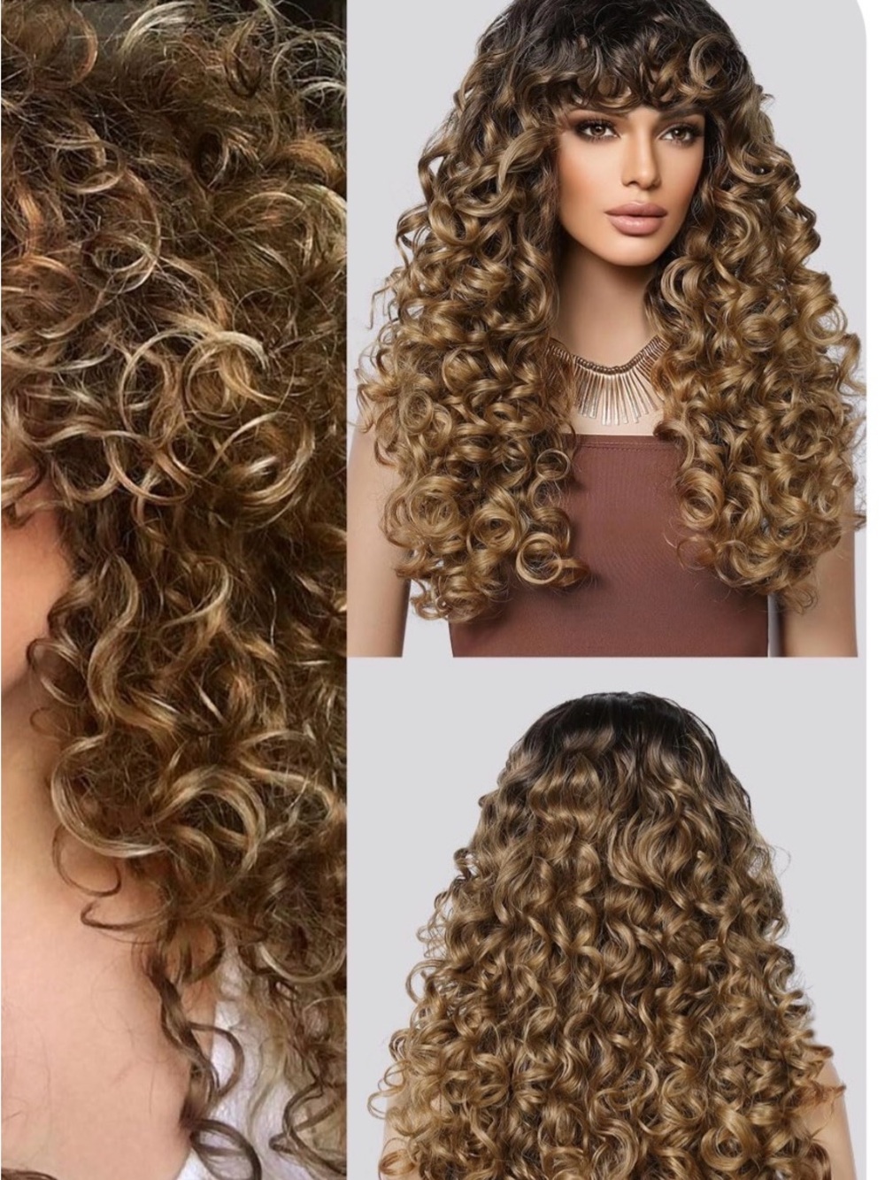 Curly Synthetic Wig With Bangs
